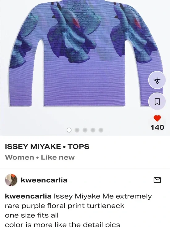 Issey Miyake unique Lavender Floral-Print Funnel Neck Women's Sweater - Picture 5 of 5